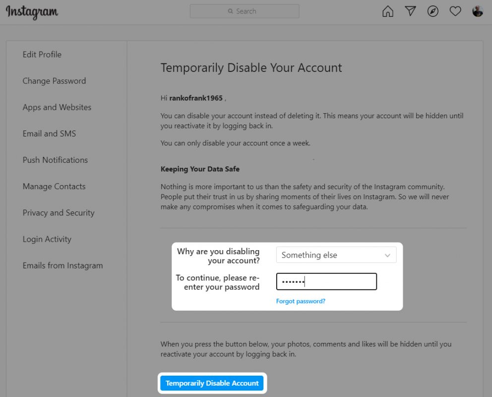 How to delete an Instagram account?