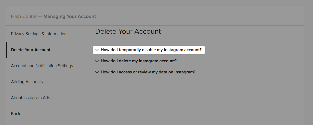 How to delete an Instagram account?